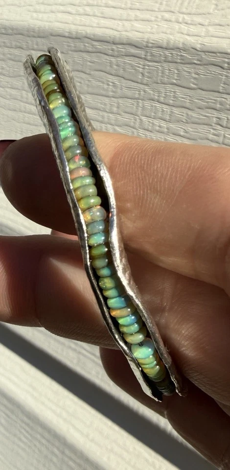 Mashka Ethiopian Opal And Sterling Silver “Pod”Cuff. Fantastic! 6.75-7” - Image 2 of 4