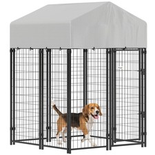 Dog Cage Crate Pet Kennel House Metal Playpen Patio Shelter w/Roof