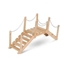  4963N Decorative Cedar Wood Garden Bridge with Side Rails, Outdoor Living