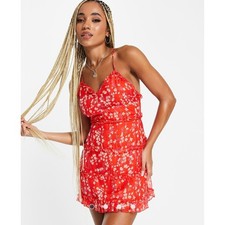 NWT Parisian ASOS Floral Ruffle Mini Dress Girly Preppy Sundress Feminine Brunch