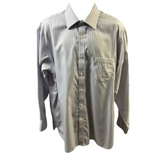 Black Brown 1826 Dress Shirt 18 36/37 Blue Pink White Striped 1980s Yarn Preppy