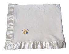 READ Vintage Disney Winnie the Pooh Cream Blanket with Satin Edge Honeypot Bees