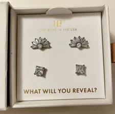 Bomb Party Lumina Earrings Luminous Afterglow Diamond CZ On Hematite Plating New