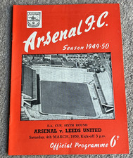 1950 Arsenal v Leeds United FA Cup 6th Round, Very Good condition, 4th March