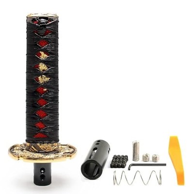 Automatic Katana Shift Knob Samurai Sword Weighted Gear Shifter 15cm Black+Red