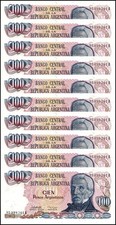Argentina 100 Pesos Argentinos, 1983-1985 ND, P-315a.2, UNC X 10 PCS