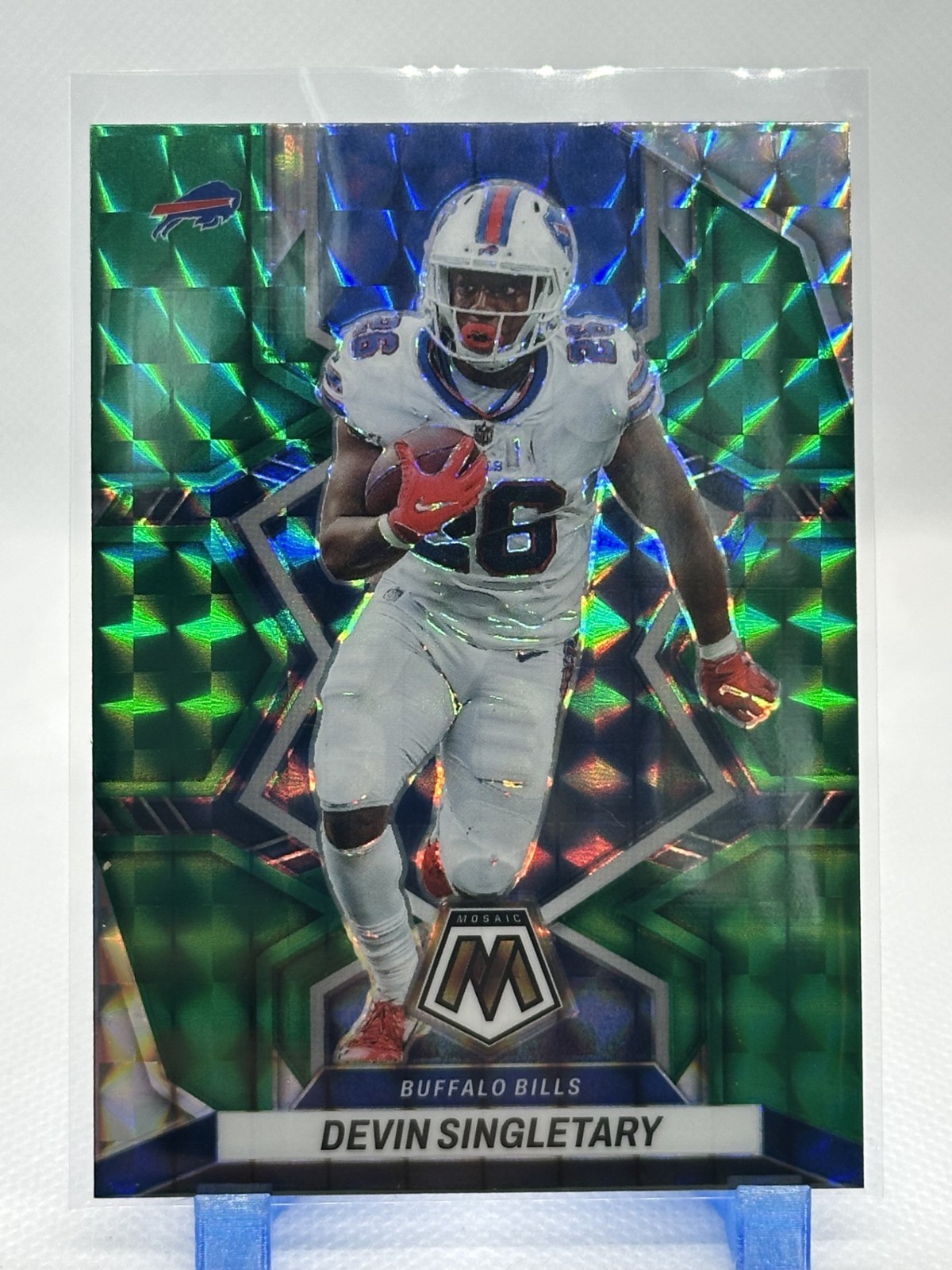 Devin Singletary 2022 Panini Mosaic - Green Mosaic Prizm #24 - Buffalo Bills