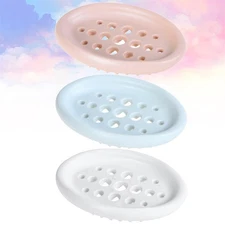 3 Pcs Soap Tray Bathroom Soap Drainer Silicone Soap Holder Hollow Out Dish