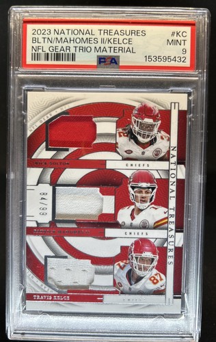2023 National Treasures Bolton Patrick Mahomes II Travis Kelce Jersey #/99 PSA 9