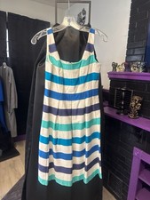 Nine West Blue and Teal Striped Sleeveless Fit & Flare Dress Size 2