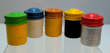 5 Kodak 35mm Metal Film Canisters Cool Colors - Preowned Vintage