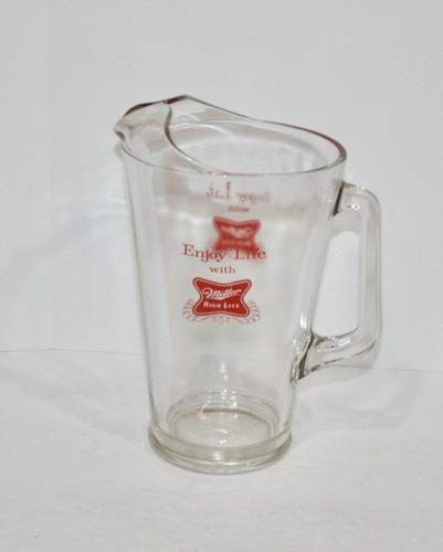 Vintage "Enjoy Life With Miller High Life" Beer Glass Pitcher - FREE SHIPPING