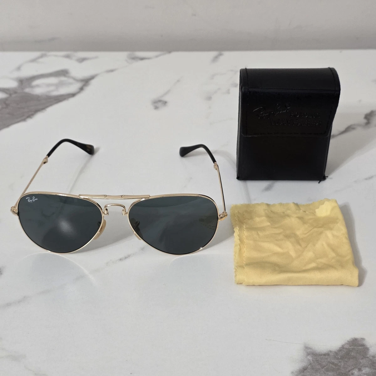 Ray-Ban Aviator Gold Black Sunglasses for Men for sale - eBay