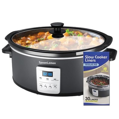 7QT Electric Slow Cooker with Digital Timer, 20H Programmable & 3 Heat Settin...