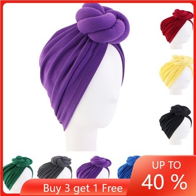 New Women Knot Twist African Hat Muslim Turban Hijab Pleated Head Wrap Chemo Cap