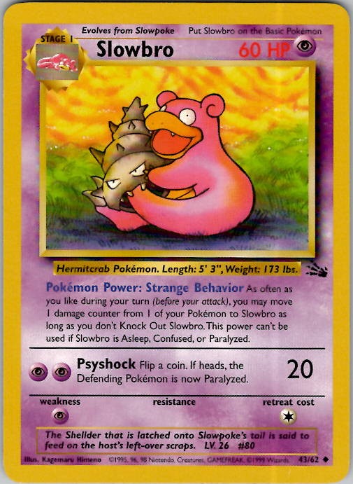 Slowbro Fossil 43/62 Unlimited LP/NM