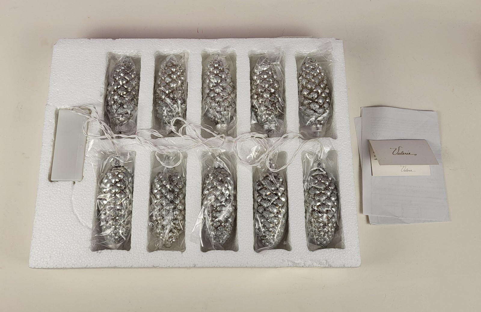 Valerie Parr Hill Illuminated Mercury Glass Pine Cone Light Strand Garland 6'