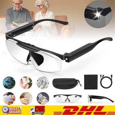 300% Magnifying Glasses USB Rechargeable LED Illuminated Magnifying Glasses DE