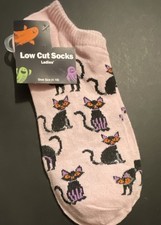 Women  s Halloween Black Cat Low Cut Socks Multicolor Shoe Size 4-10: AA