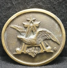 WL03118 VINTAGE 1970s **ANHEUSER-BUSCH** BREWING COMPANY LOGO BRASS BELT BUCKLE