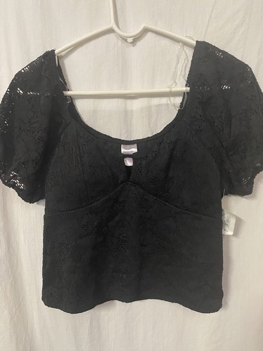 No Boundaries Lace Bra Cup Top Black Size L (11-13) - Picture 1 of 3