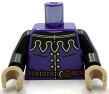 Lego New Minifig Dark Purple Torso Surcoat Black Mantle with 5 Points Belt Part