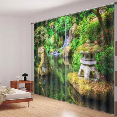 Amazing Japanese Garden 3D Blockout Photo Printing Curtains Draps Fabric Window - Picture 1 of 9
