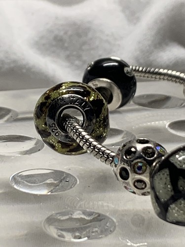 Vintage SPARKLING Charm Snake Bracelet Murano OG CHAM MA Troll Comp 18 Beads - Picture 16 of 24