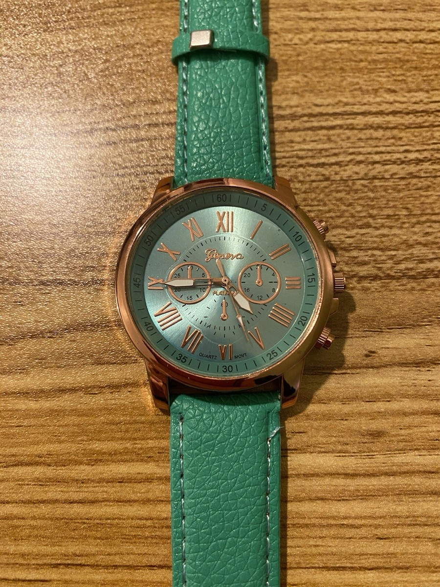 Geneva Roman Numerals Watch Teal Buckle Band | eBay