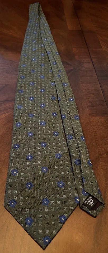Vintage Structure Green Blue 52% Viscose 43% Silk Men’s Neck Tie Made In USA - Image 3 of 4