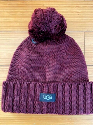 UGG Beanie w Cuff Hat with Yarn Pom Wine Red, Blue, Black  display picture 1