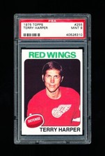 1975 TOPPS HOCKEY 255 TERRY HARPER PSA 9 MINT RED WINGS
