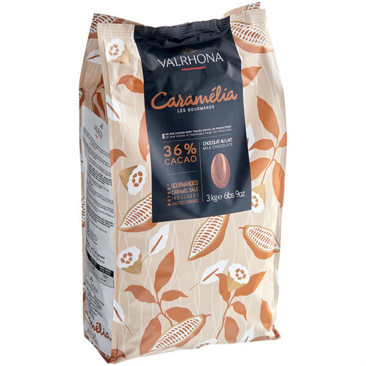 Valrhona Caramelia 36% Milk Chocolate Feve 6.6 lb. WS