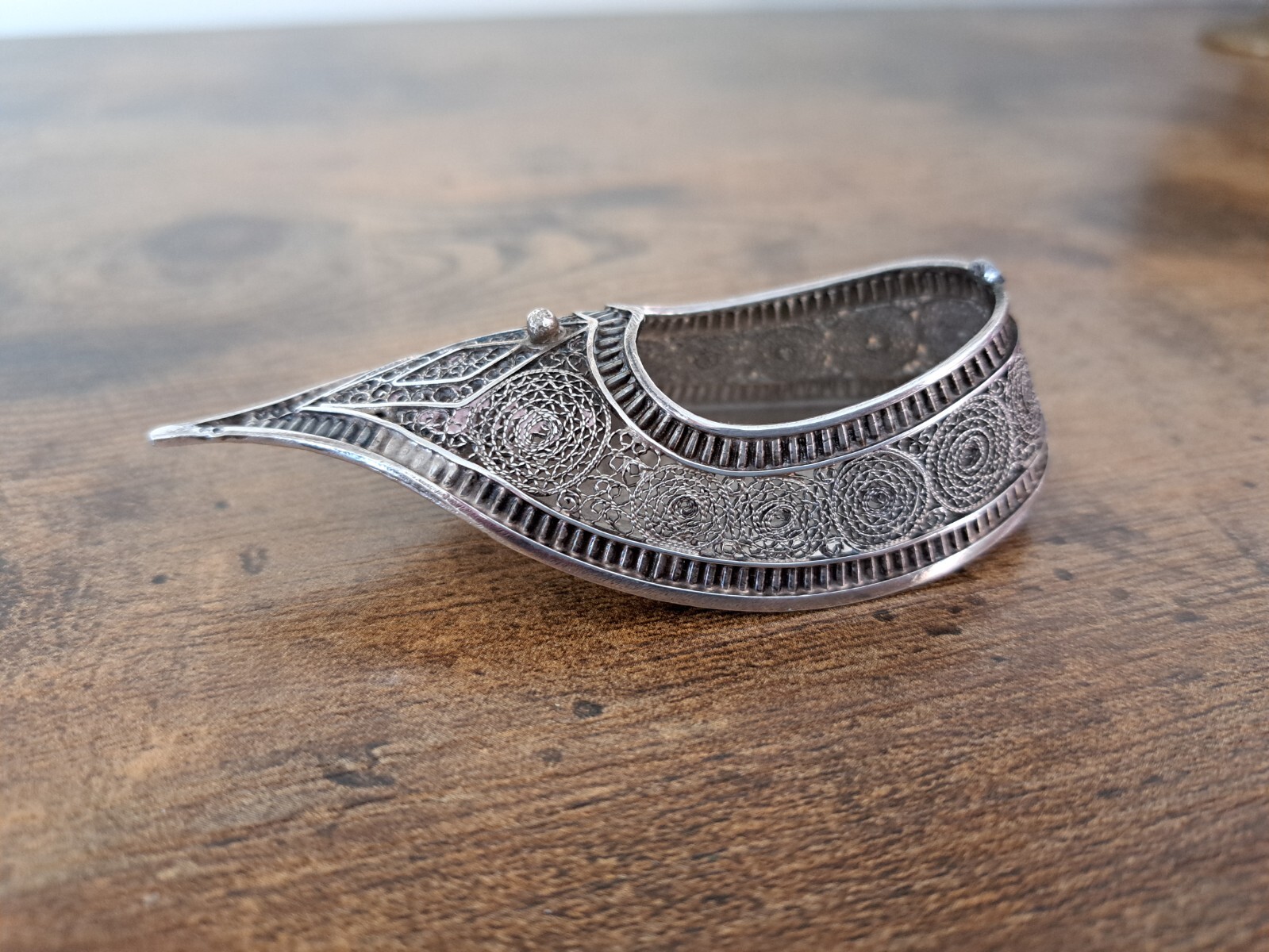 SAOLA Ciabatta miniatura argento argento testato costruzione filigrana scarpa suola spessa