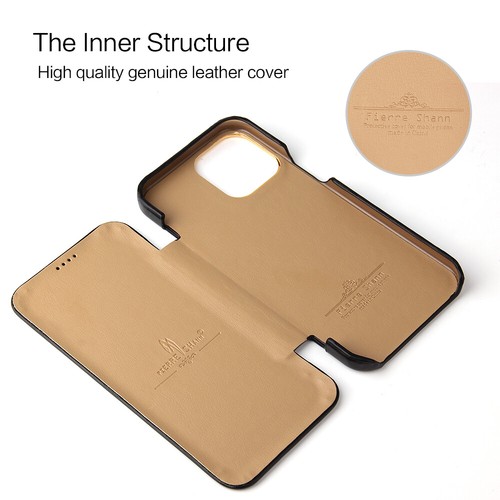 Magnetisch Echt Leder Ultra Dünn Flip Case Schutzhülle f iPhone 13 14 Pro Max 15 - Picture 10 of 30
