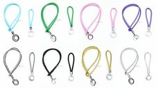 Multi Color Weave PU Leather Lanyard  Wristlet with Double key Ring key fob