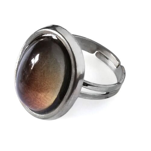 Classic Retro Style Adjustable Mood Emotions Ring with Card - One Size Silver  - Zdjęcie 1 z 1
