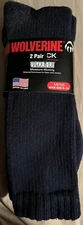 2 Pair Navy Wolverine Cotton Comfort Mid Calf Heavyweight Socks Men Large 10-13