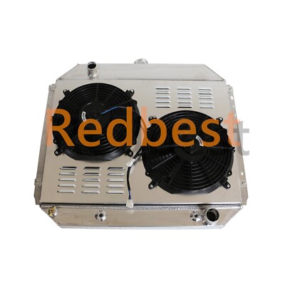 Radiator&Shroud&12''*2Fan 66-79 F-150 F-250 F-350 Bronco Pickup I6 V8 GAS 3 Row