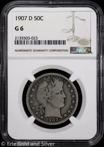 1907-D 50C Barber Half Dollar NGC G 6
