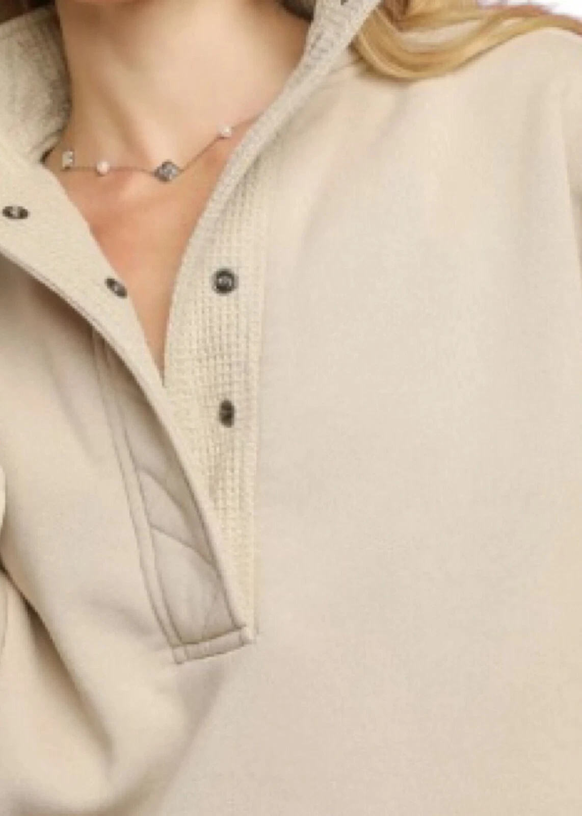 OFF WHITE Felpa maglione mezza pressione lavaggio minerale ecrù