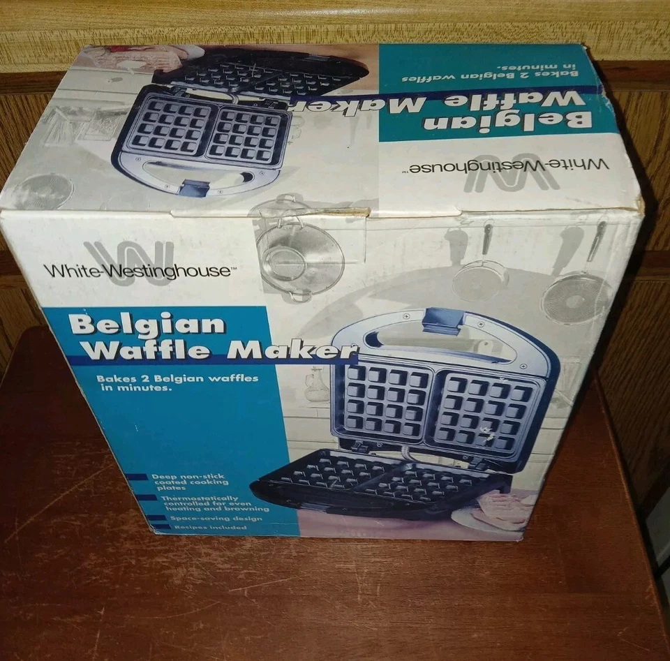 White-Westinghouse Belgian Waffle Maker Non-Stick Plates w/Recipes *Open Box - Image 4 of 4