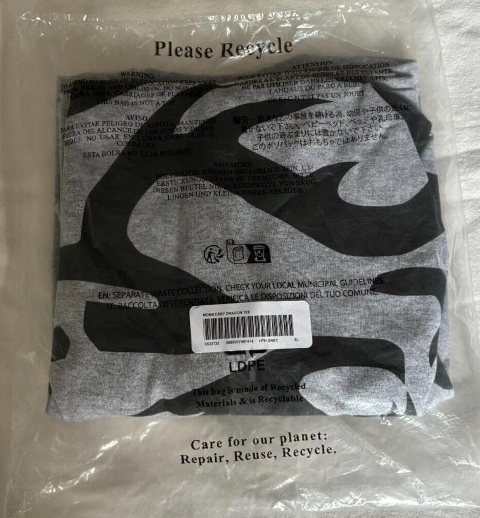 T shirt gris Supreme Mobb Deep Dragon neuf avec logo taille XL