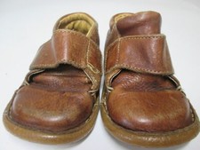 Born Baby Size 4 Bootie Brown Leather Upper Hook  Loop Comfort Casual Footwear