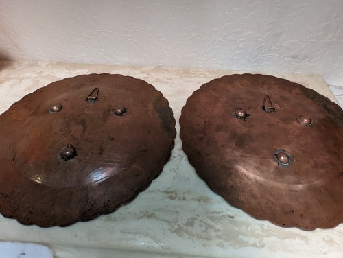 Set Of 2 MCM Cairo Ware Plate Tray Copper Ancient Egyptian Snake Pharos Sphinx - Picture 15 of 16