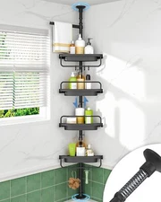 Bathroom Rustproof Shower Basin Corner,Bathtub Organizer for Shampoo Accessories