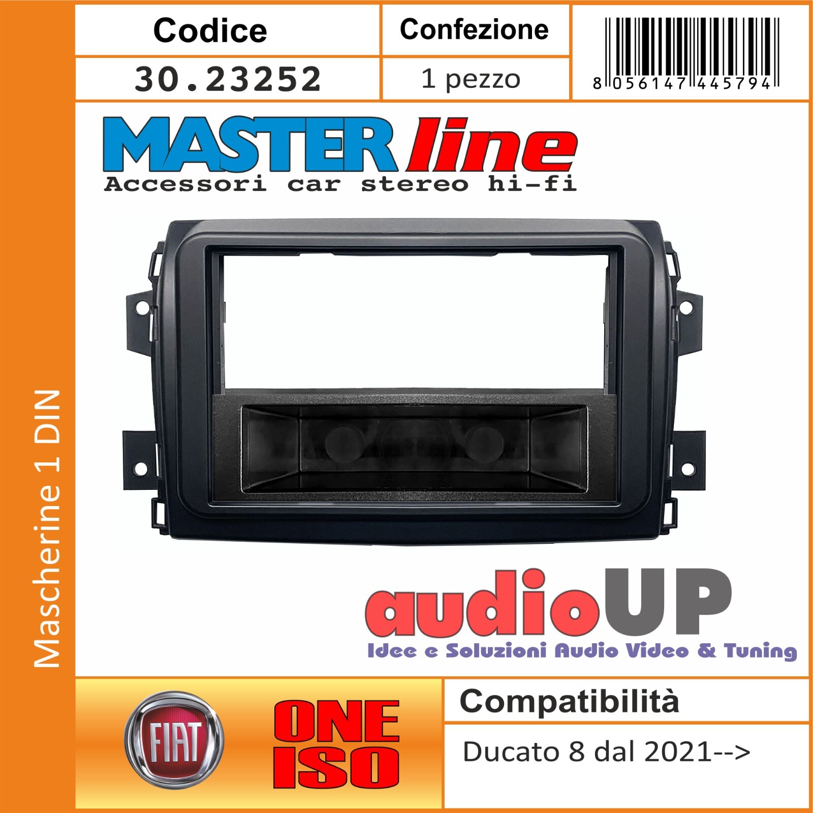 MASCHERINA AUTORADIO 1 DIN FIAT DUCATO 8 DAL 2022 IN POI. COLORE NERO.