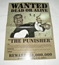 1998 Poster Wanted Dead Or Alive The Punisher Reward $100,000,000 Marvel 10/13