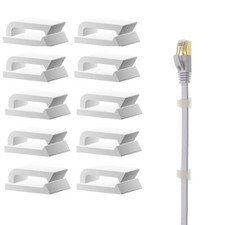 100pcs Adhesive Ethernet Wire Clips Self-Stick Cable Holders White Office Use