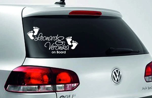 Babyaufkleber Auto Aufkleber + Wunschname Baby On Tour On Board Sticker Farbe Name Waehlbar